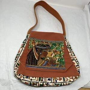 VTG Carpetbags of America Purse Egyptian Print Hobo Bag Purse 1970s Boho Hippie